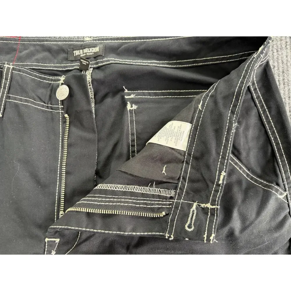 NWT True Religion Cargo Pants Mens 36 Black Straight Utility Y2K